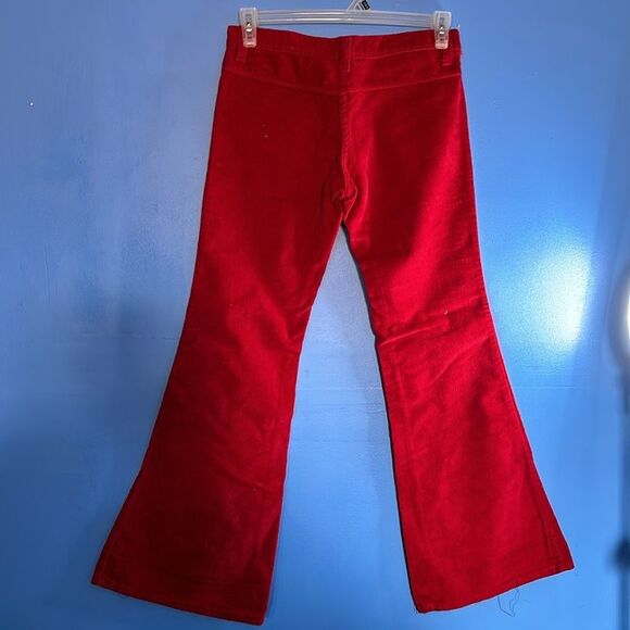 Unbranded Women’s Vintage Red Velvet Bell Bottom Jeans – Retro - Picture 2 of 4